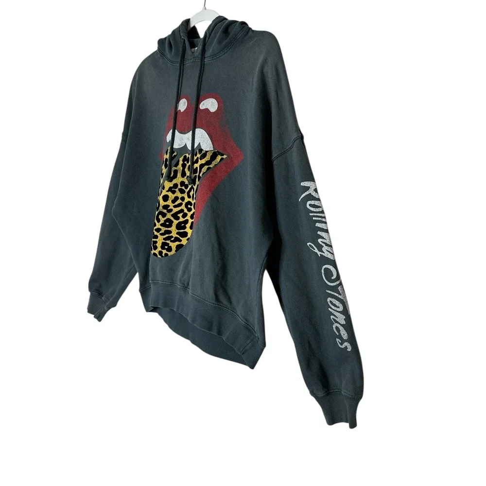 Free People DAYDREAMER X REVOLVE‎ Flocked Rolling Stones Hoodie Sweatshirt XS - Picture 8 of 10